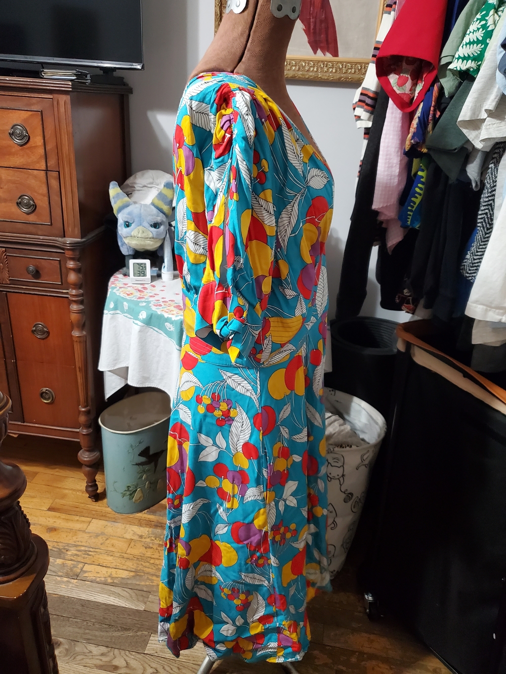 Trashy Diva Teal Midi Dress with Multicolor Fruit Print - Picture 4 of 5